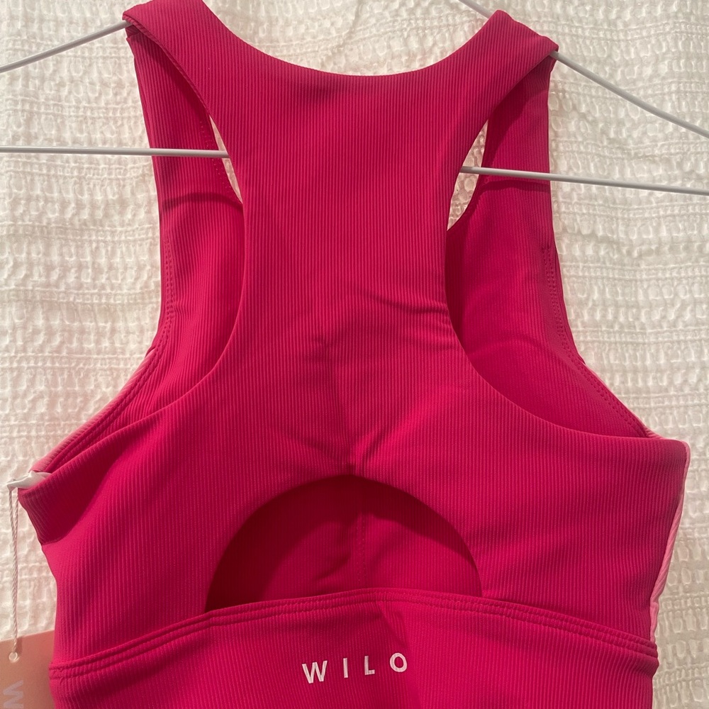 Pink Colorblock Ribbed Crop Tank Top - Picture 2 of 4
